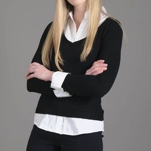 White House black market layered collared shirt and sweater